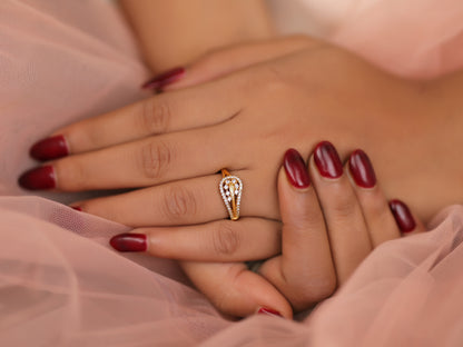 American Diamond Gold Fancy Delicate Ring