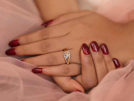 American Diamond Gold Fancy Delicate Ring