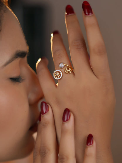 American Diamond round cycle shape fancy ring.