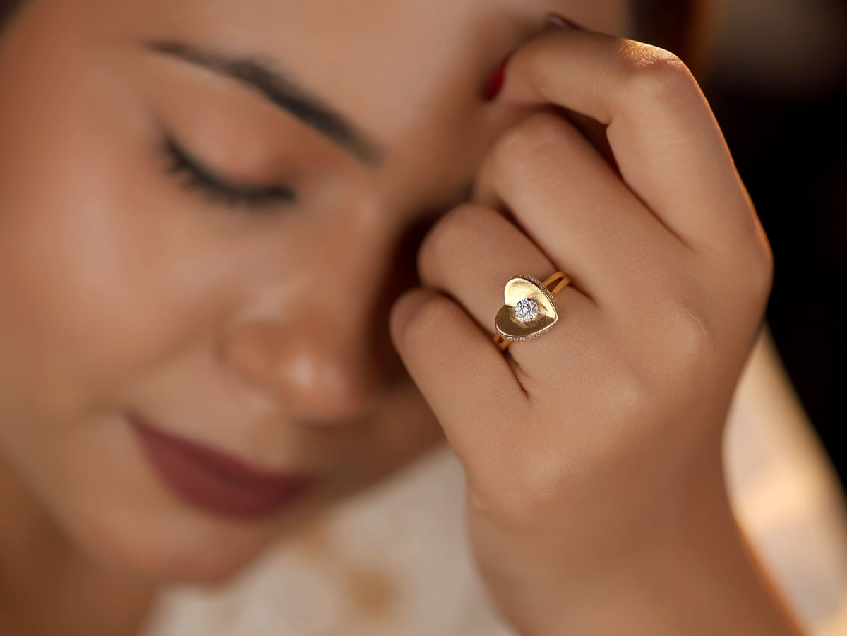 American Dimond heart shape fancy ring. - finger ring - Belleza Jewels