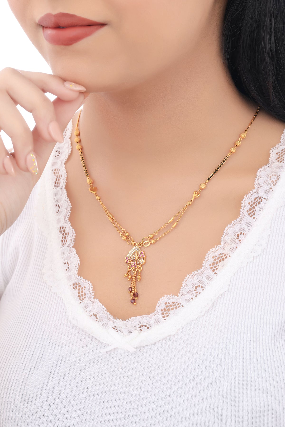 Buy 1 Get 1 Free - Royal Ruby Charm Mangalsutra - Mangalsutra - Belleza Jewels