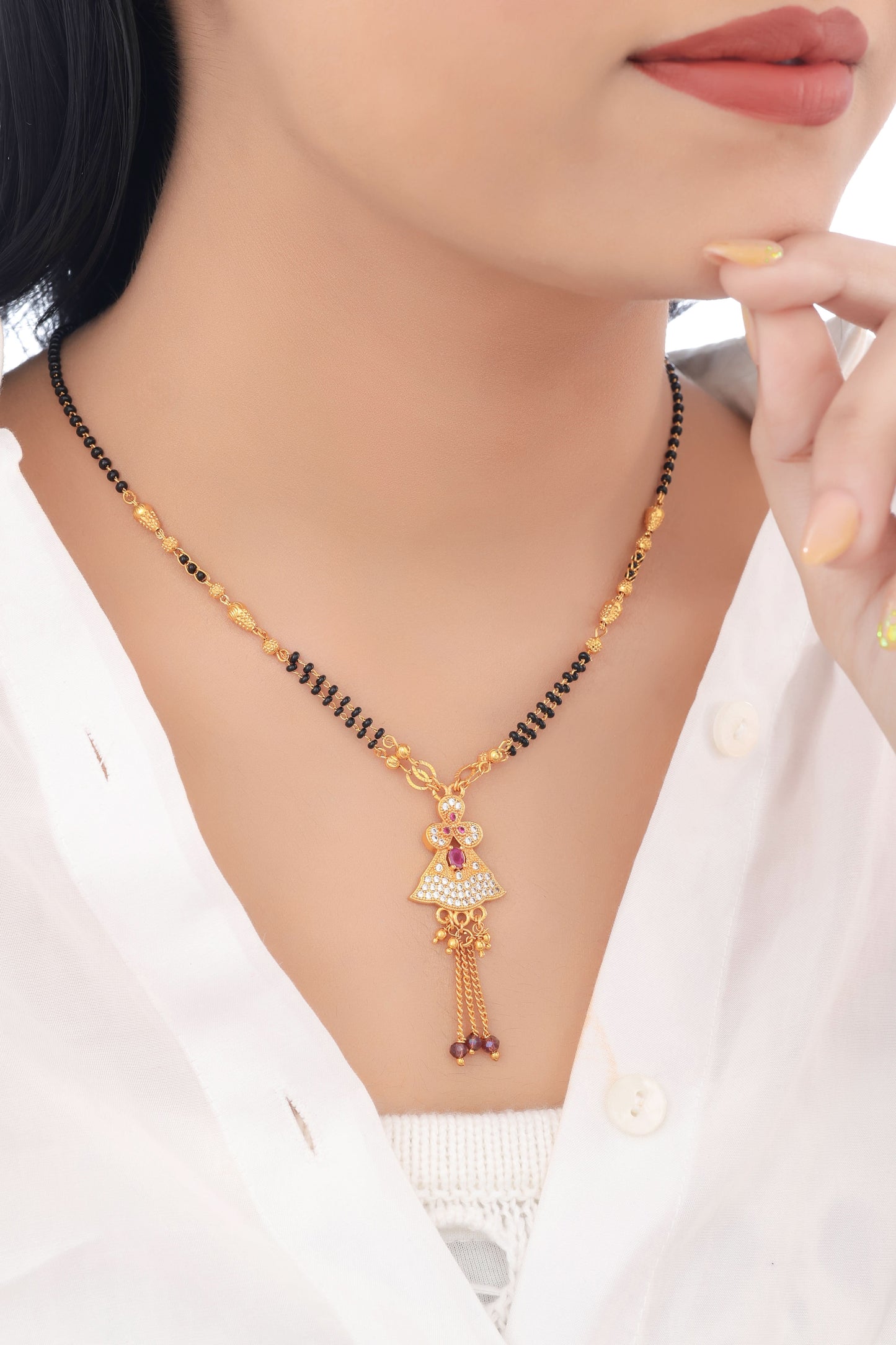 Buy 1 Get 1 Free - American Diamond High Gold Fancy Mangalsutra