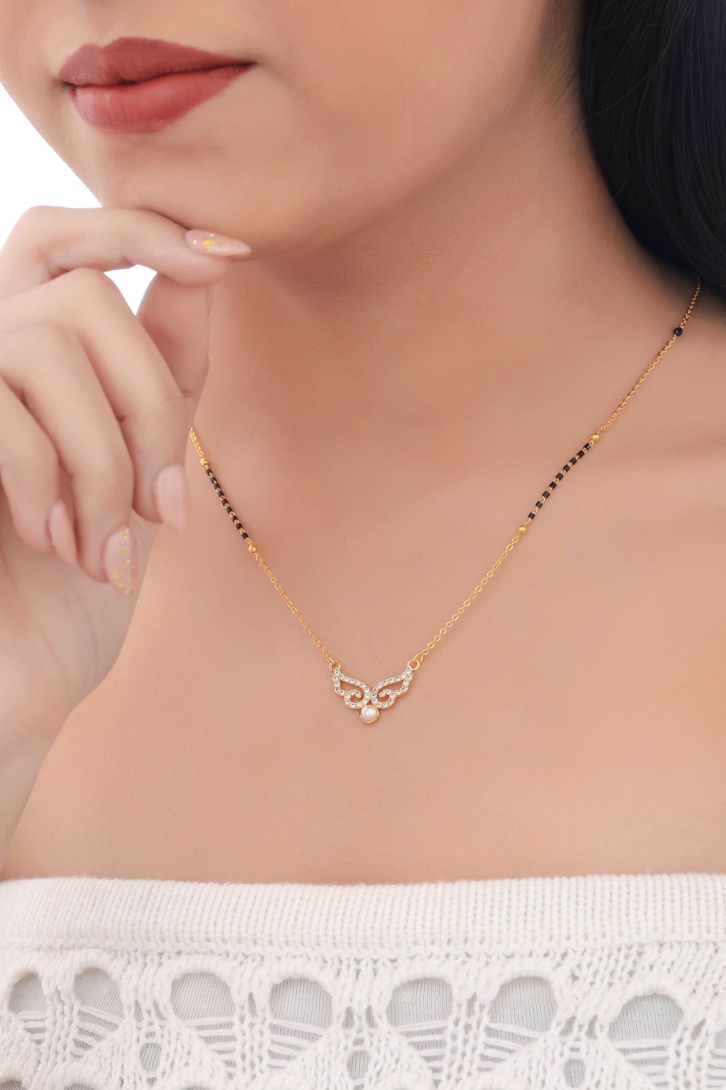 Buy 1 Get 1 Free - American Diamond High Gold Plated Delicate Fancy Mangalsutra