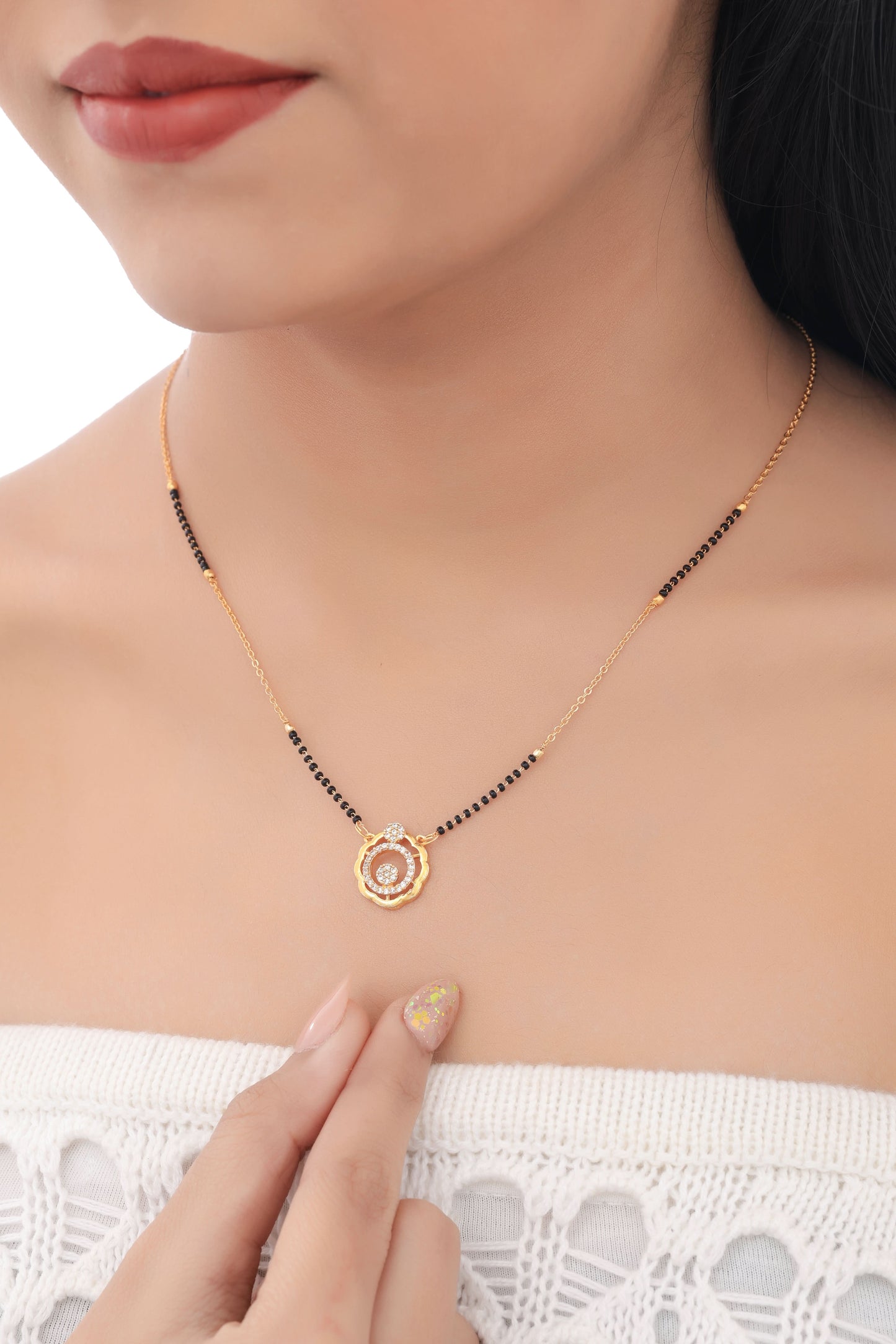 Buy 1 Get 1 Free - American Diamond Gold Plated Fancy Delicate Mangalsutra