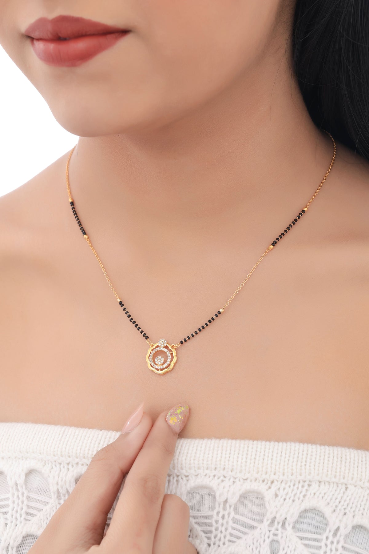 Buy 1 Get 1 Free - Floral Halo Designer Mangalsutra - Mangalsutra - Belleza Jewels