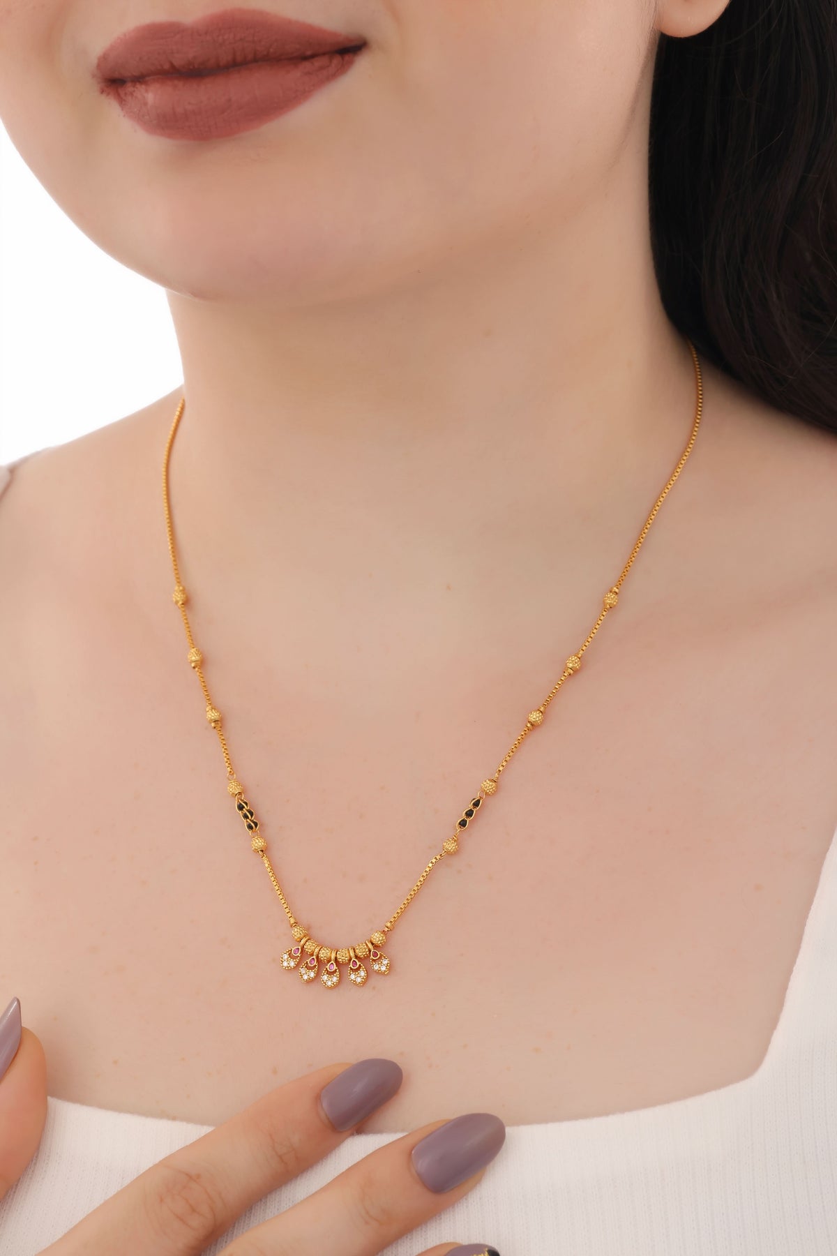 Buy 1 Get 1 Free - Petal Crystal Minimal Mangalsutra Necklace - Mangalsutra - Belleza Jewels