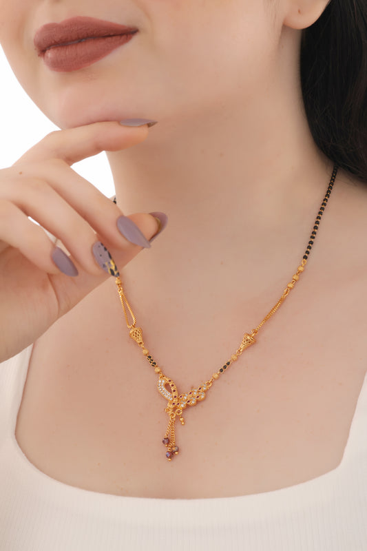 Buy 1 Get 1 Free - American Diamond High Gold Plated Hanging Fancy Mangalsutra