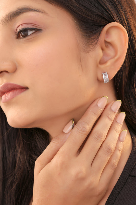 Buy 1 Get 1 Free-American Diamond And Chowki Diamond Silver Plated Fancy Earrings Bali