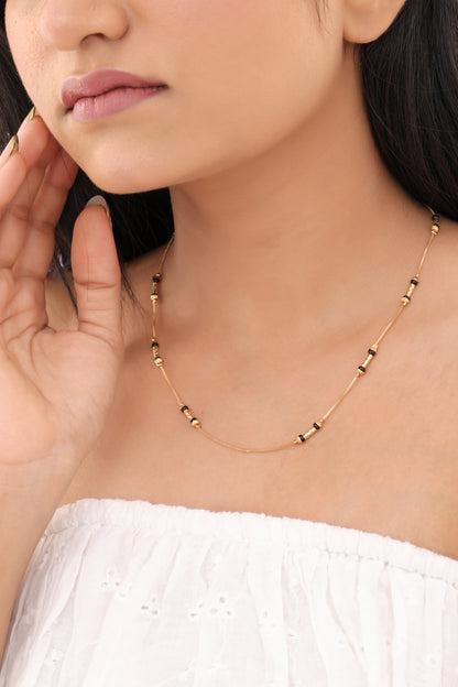 Buy 1 Get 1 Free - Minimal Cylindrical Bead Black Bead Mangalsutra