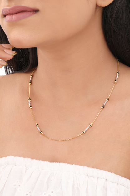 Buy 1 Get 1 Free - Crystal Accent Black Bead Mangalsutra