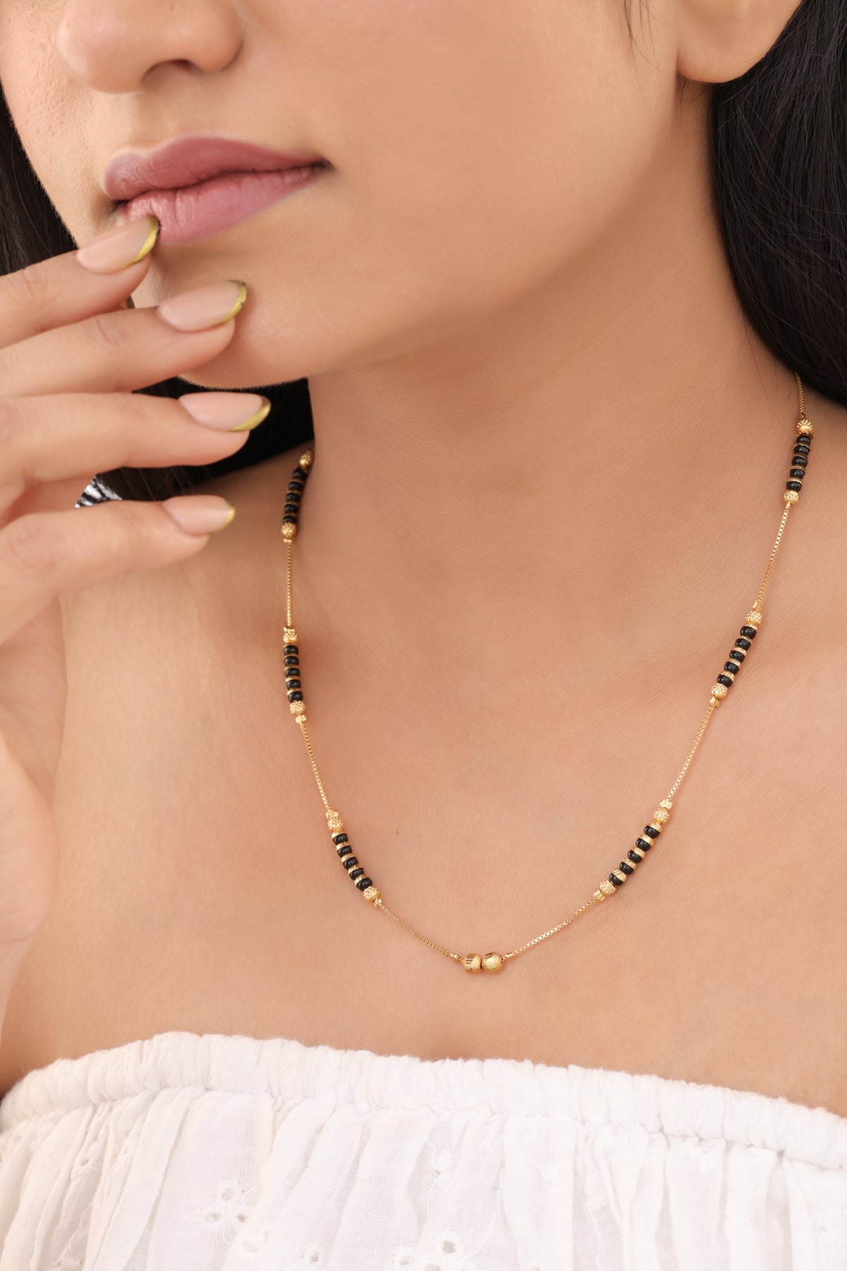 Buy 1 Get 1 Free - Minimal Gold Black Bead Mangalsutra - Mangalsutra - Belleza Jewels