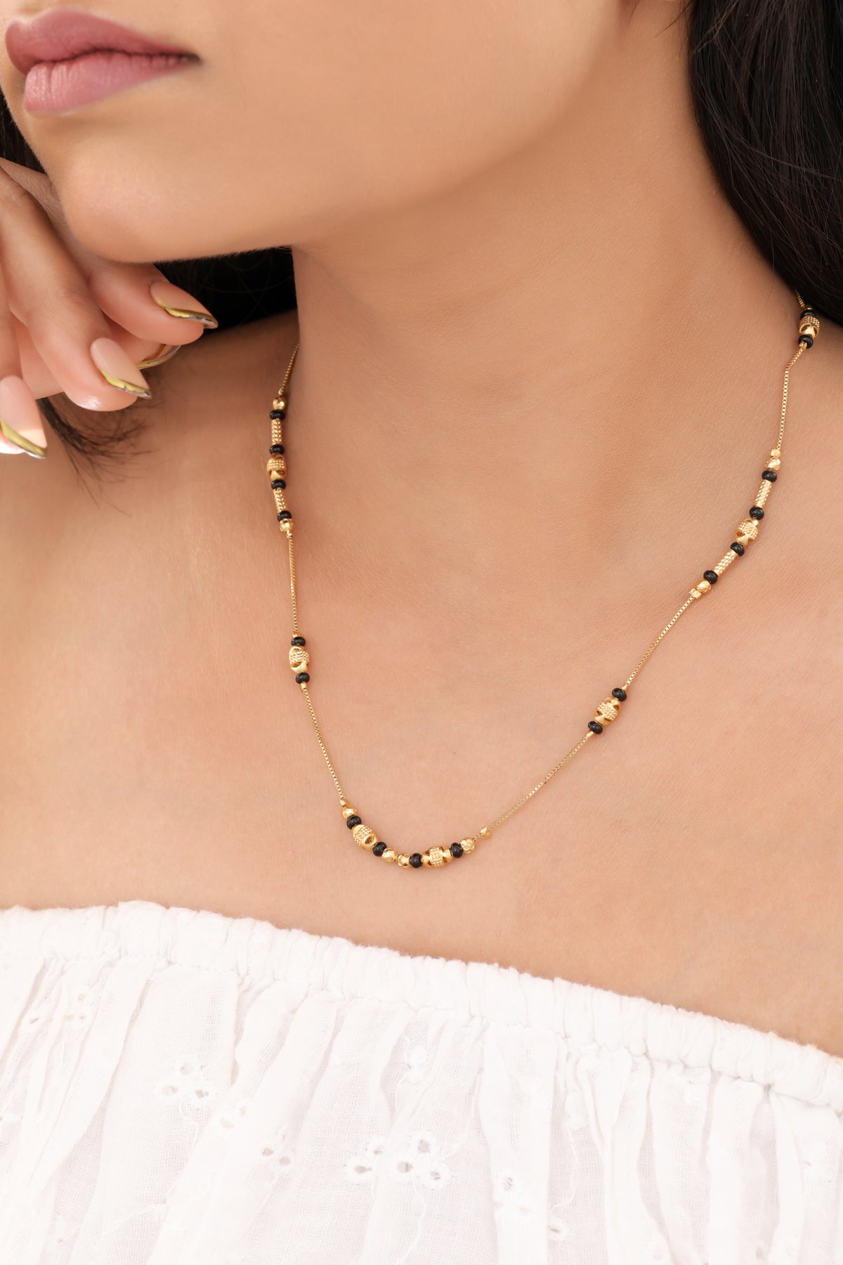 Buy 1 Get 1 Free - Textured Bead Curve Daily Wear Mangalsutra - Mangalsutra - Belleza Jewels