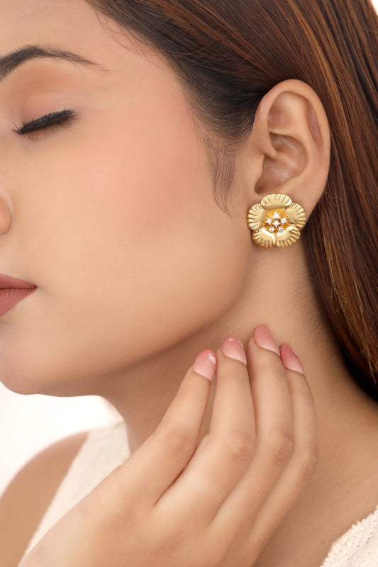 BUY 1 GET 1 FREE -Fancy High Gold Plated Flower Sheap Delicate Earrings