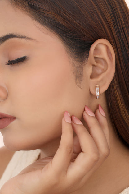 BUY 1 GET 1 FREE -American Diamond Rose Gold Delicate Fancy Look Baali Earrings