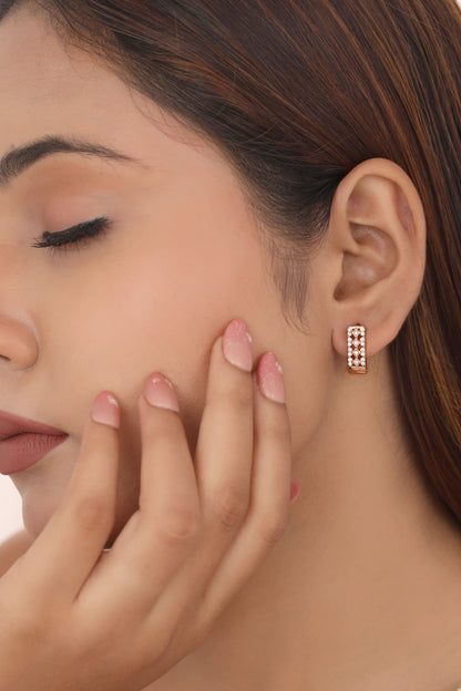 Buy 1 Get 1 Free-American Diamond Rose Gold Fancy Delicate Bali Earrings