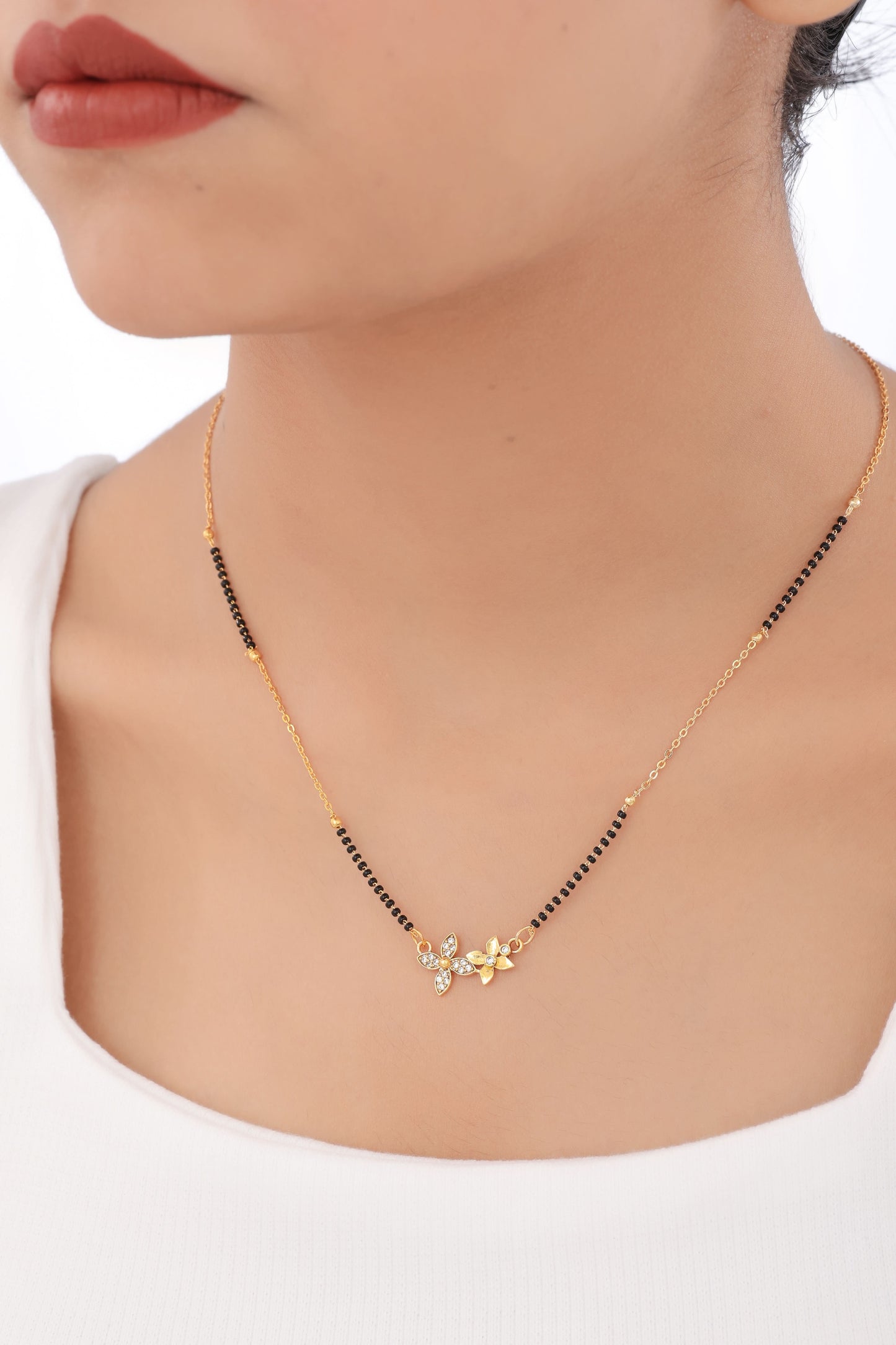 Buy 1 Get 1 Free  - American Diamond Gold Plated Fancy Mangalsutra