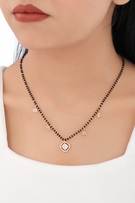 BUY 1 GET 1 FREE - American Diamond Rose Gold Plated Delicate Fancy Mangalsutra