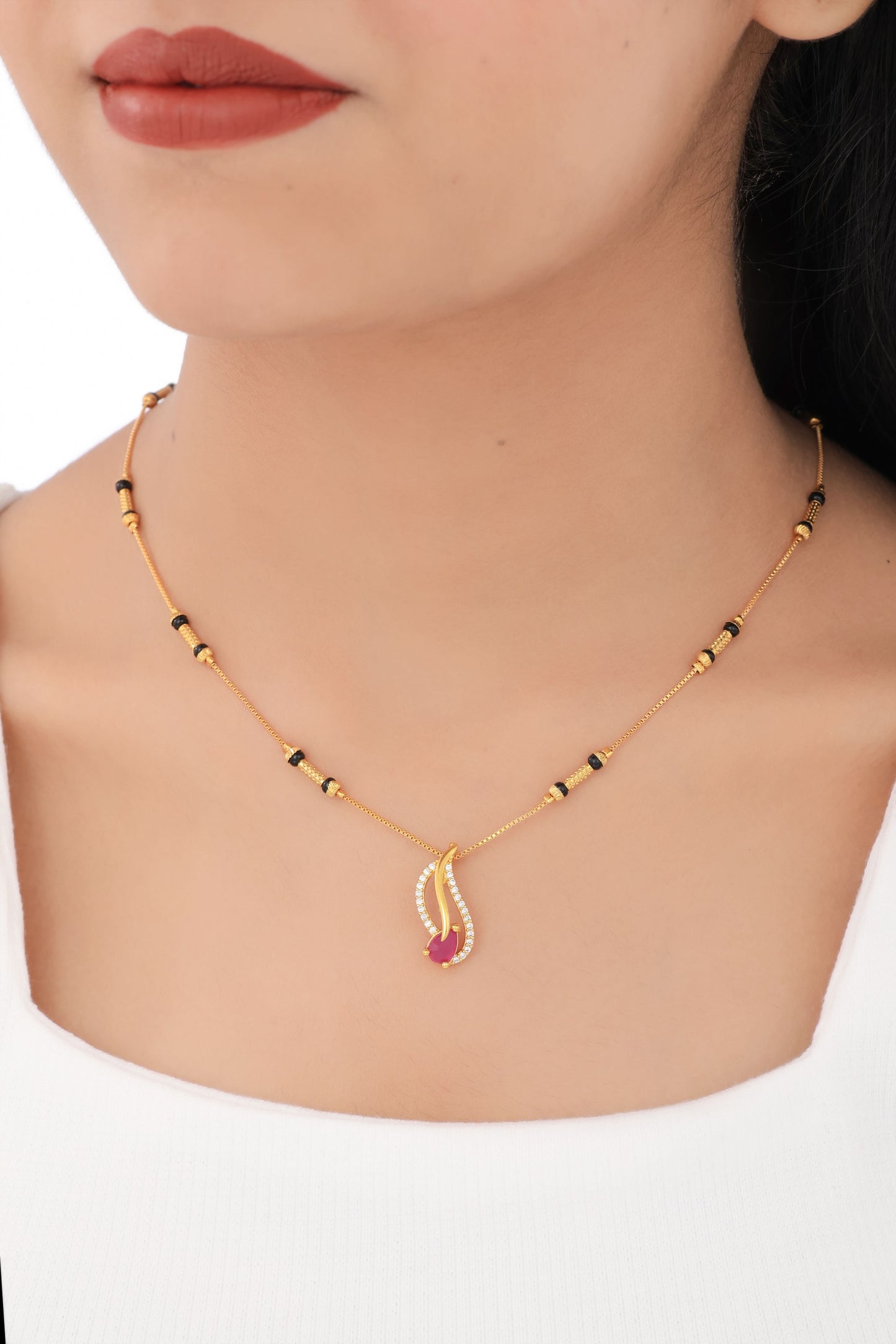 BUY 1 GET 1 FREE -  American Diamond Exclusive Design Fancy Chain Delicate Mangalsutra