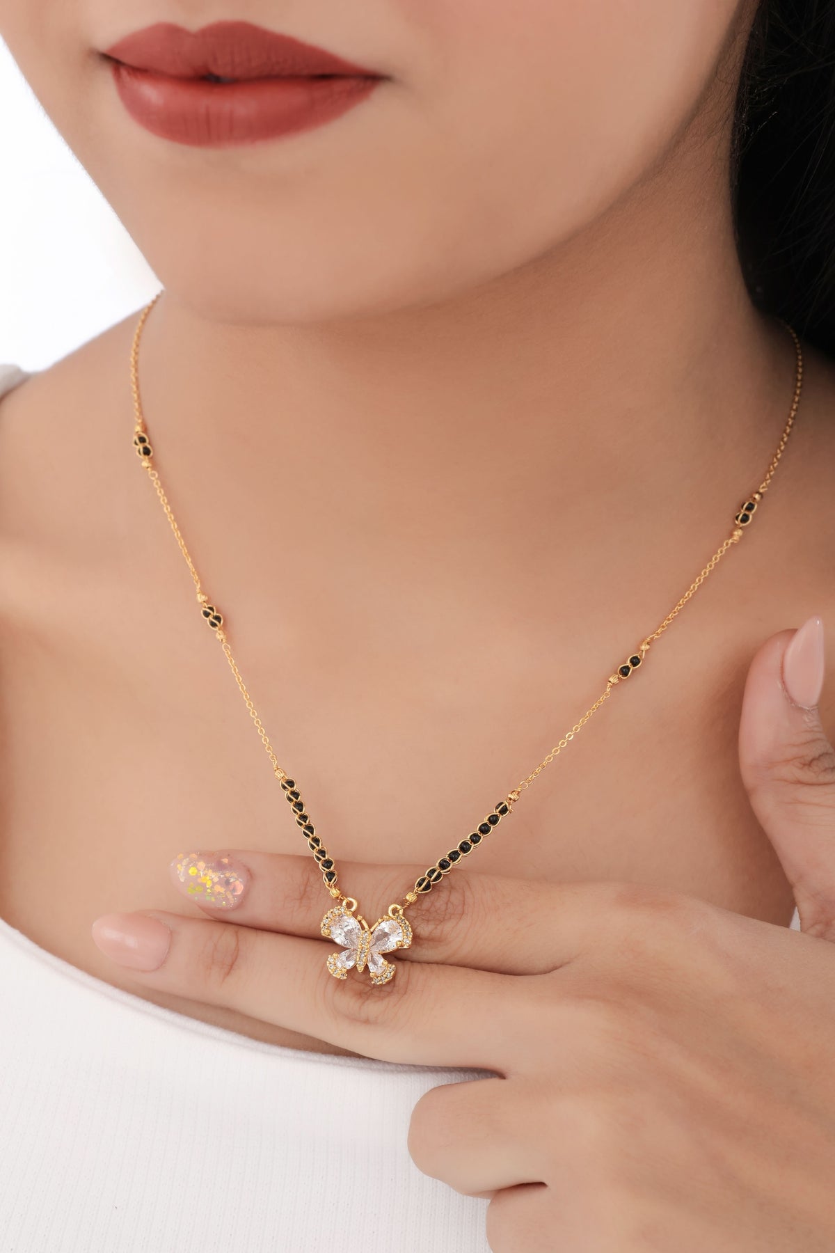 Buy 1 Get 1 Free- Butterfly Sparkle Mangalsutra - Mangalsutra - Belleza Jewels