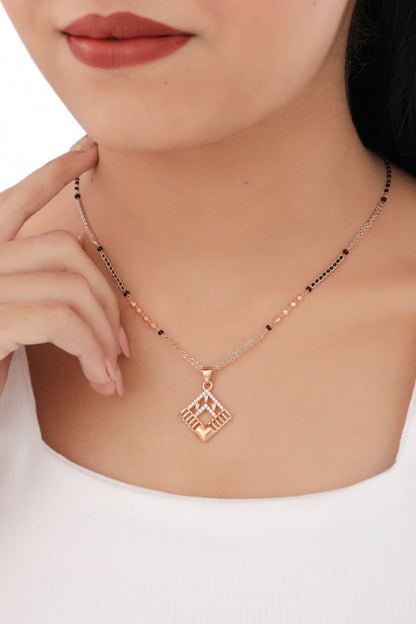 BUY 1 GET 1 FREE -American Diamond Rose Golden Plated  Delicate Fancy Mangalsutra