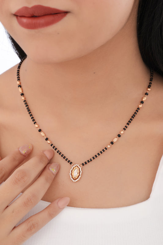 BUY 1 GET 1 FREE - American Diamond Rose Gold Plated Fancy Mangalsutra