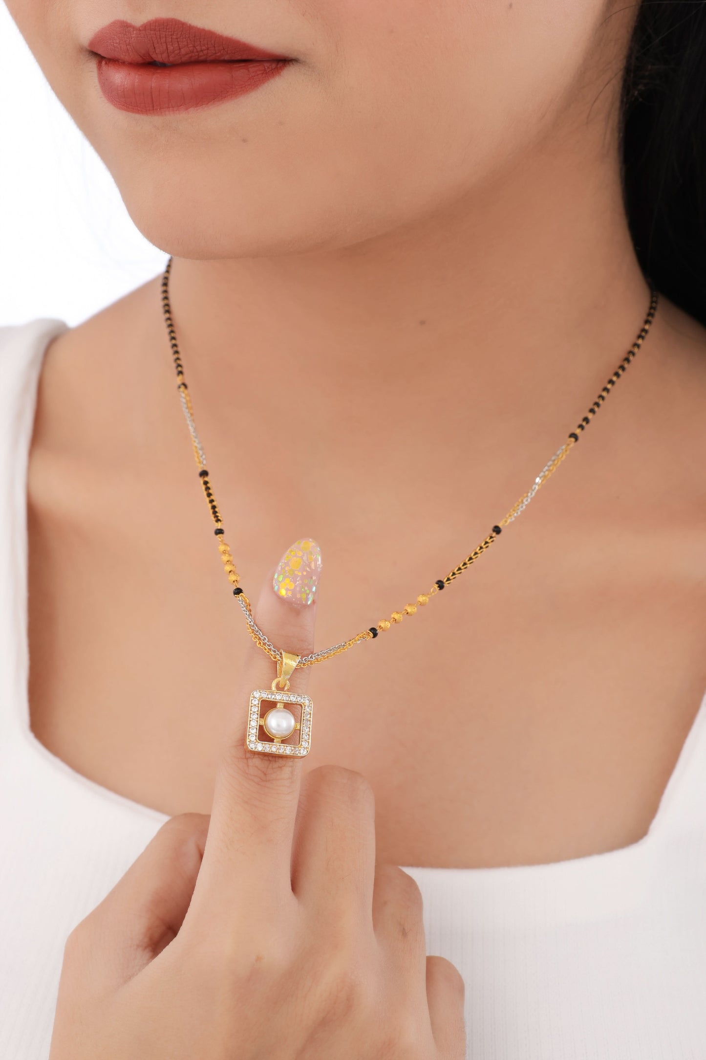 BUY 1 GET 1 FREE American Diamond Rose Gold Fancy Delicate Mangalsutra