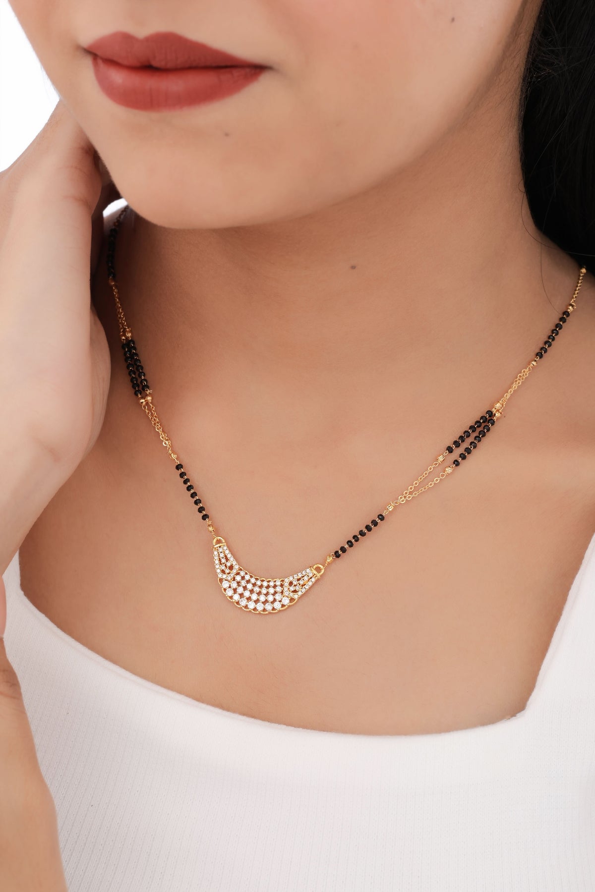 Buy 1 Get 1 Free - American Diamond Gold Plated Fancy Delicate Mangalsutra - Mangalsutra - Belleza Jewels