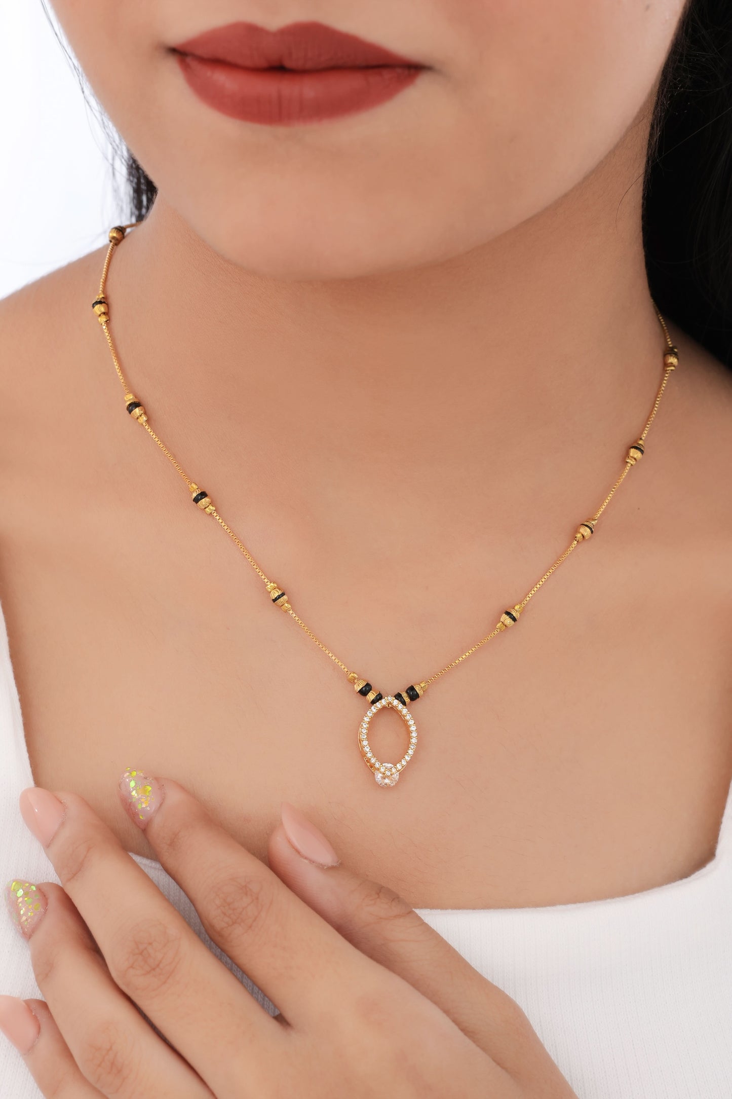 Buy 1 Get 1 Free American Diamond High Gold Plated Fancy Delicate Mangalsutra