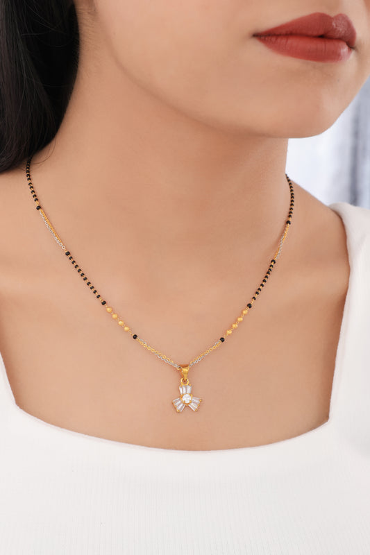 BUY 1 GET 1 FREE - American Diamond Rose Gold Plated Delicate Fancy Mangalsutra
