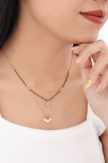 Buy 1 Get 1 Free - American Diamond Gold Fancy Delicate Mangalsutra