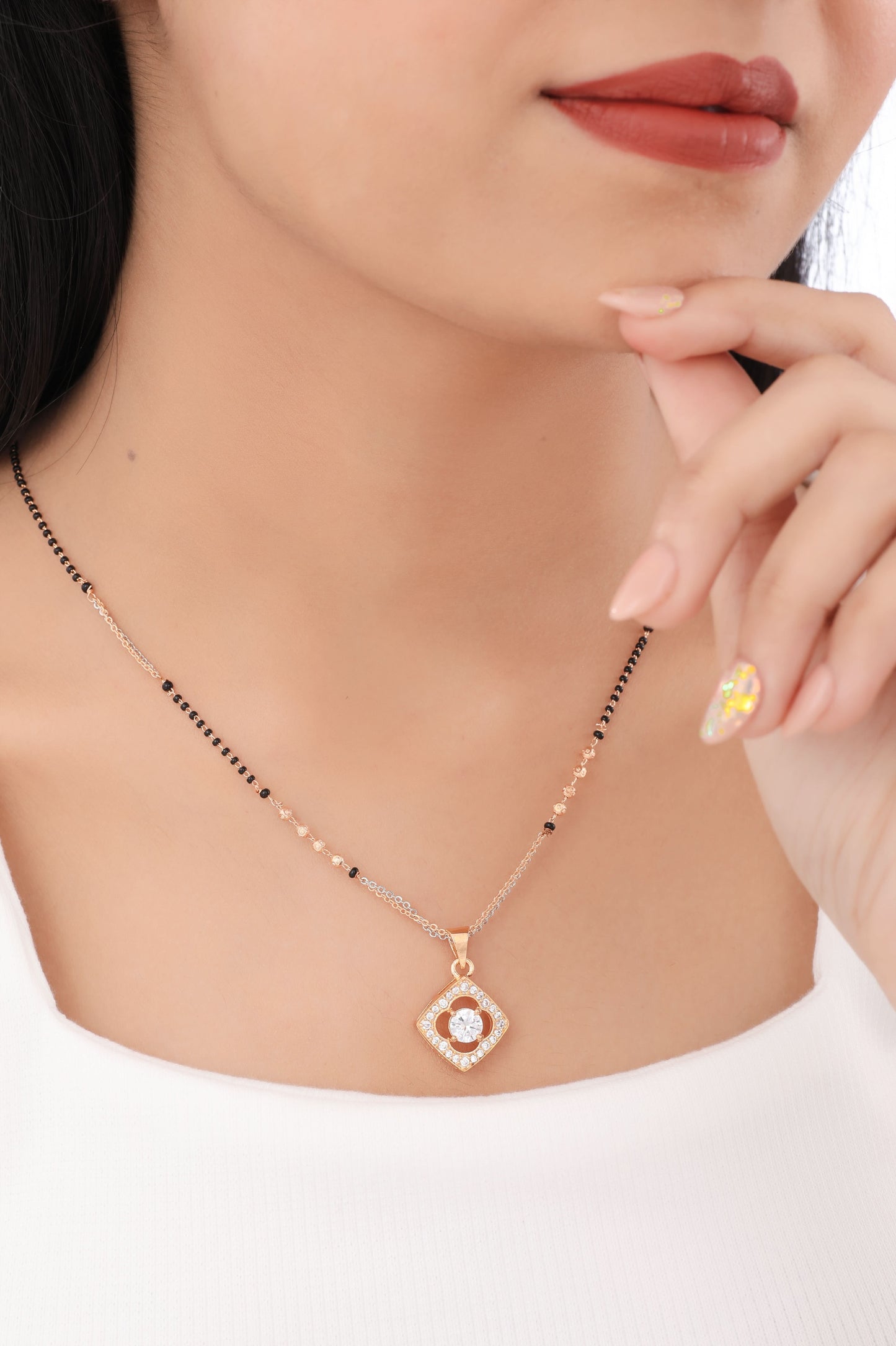 Buy 1 Get 1 Free American Diamond Fancy Rose Gold Mangalsutra