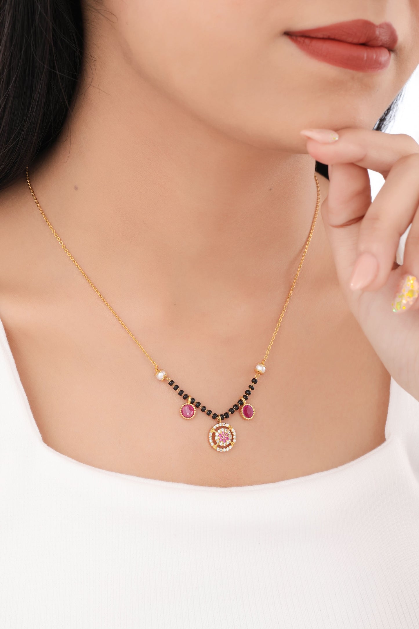 Buy 1 Get 1 Free American Diamond High Gold Plated Fancy Delicate Mangalsutra