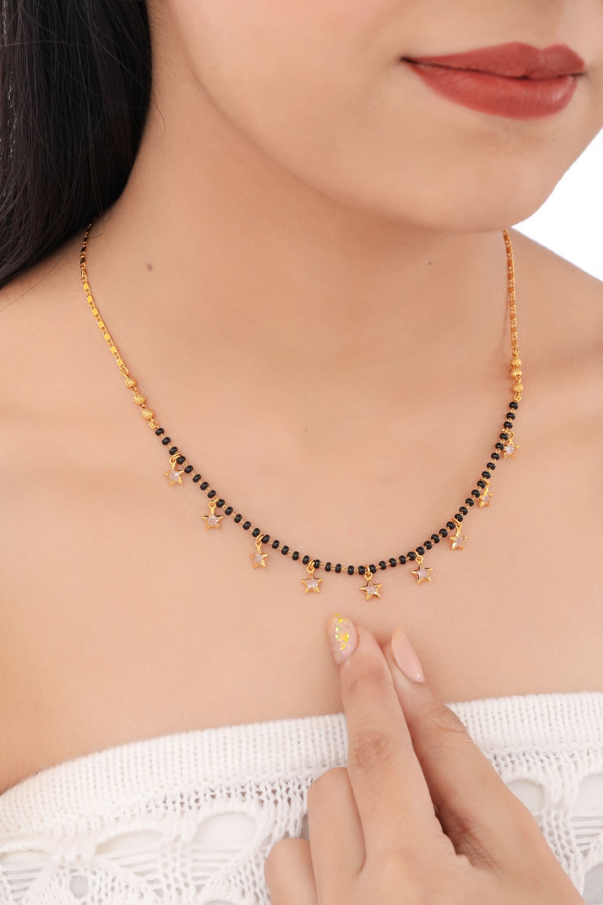 Star Charm Black Beads Mangalsutra