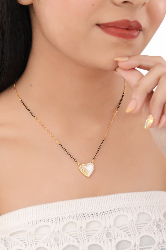BUY 1 GET 1 FREE - American Diamond Gold Plated Heart Shape Fancy Mangalsutra