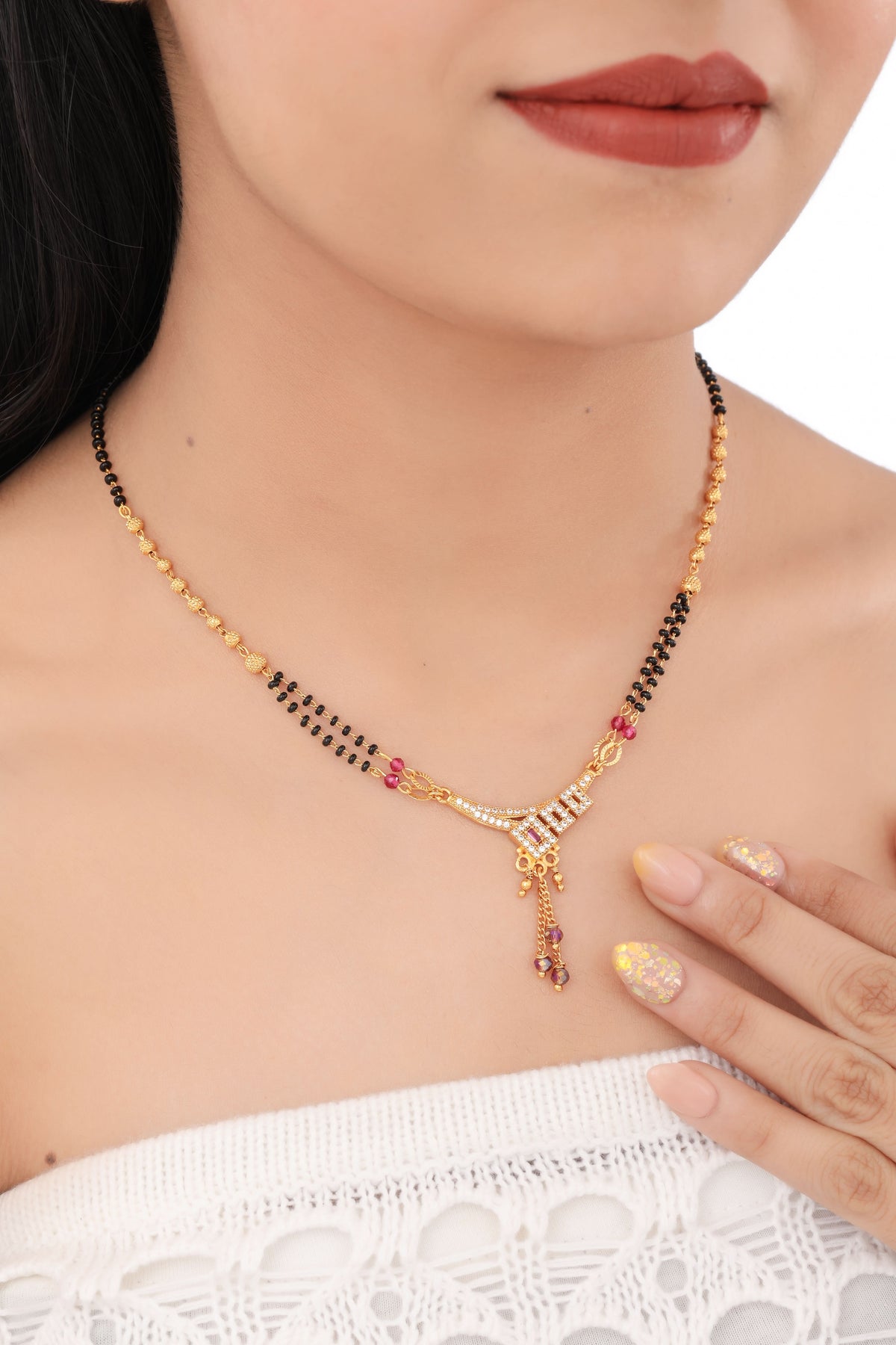 Buy 1 Get 1 Free - American Diamond High Gold Plated Fancy Mangalsutra - Mangalsutra - Belleza Jewels