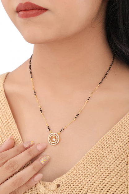 Buy 1 Get 1 Free - American Diamond Round Shape Delicate Fancy chain Mangalsutra