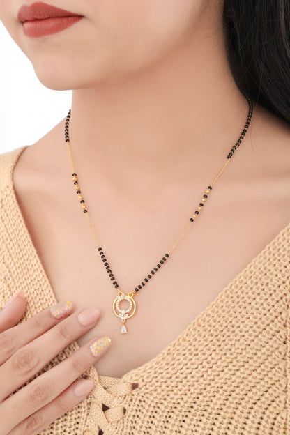 Buy 1 Get 1 Free - American Diamond High Gold Plated Fancy Hanging Mangalsutra