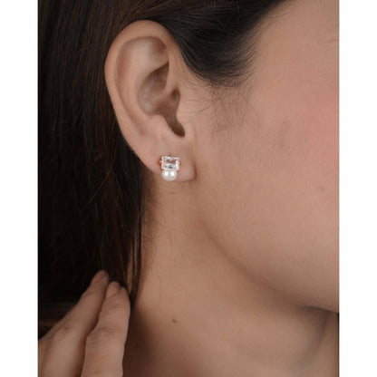 BUY 1 GET 1 FREE -American Diamond rose gold Tops Earring. - Earrings - Belleza Jewels