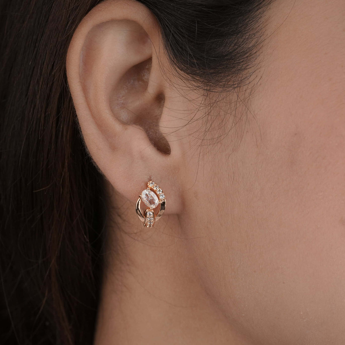 BUY 1 GET 1 FREE -American Diamond rose gold fancy delicate Bali Earrings.. - Earrings - Belleza Jewels