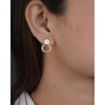 BUY 1 GET 1 FREE -American Diamond rose gold round shape Earrings. - Earrings - Belleza Jewels