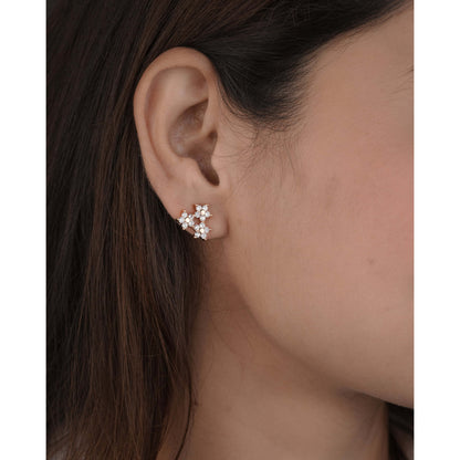 BUY 1 GET 1 FREE -American Diamond fancy rose gold Tringle Delicate Earrings. - Earrings - Belleza Jewels