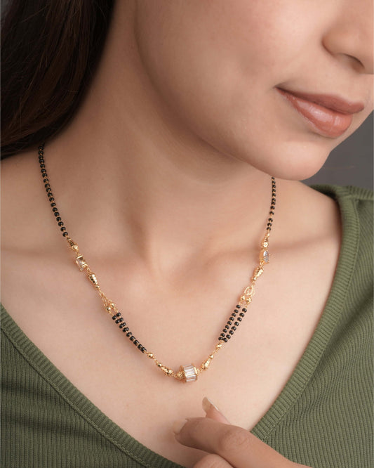 Buy 1 Get 1 Free American Diamond High Gold Plated Fancy Delicate Mangalsutra - Mangalsutra - Belleza Jewels