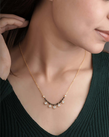 BUY 1 GET 1 FREE - American Diamond Gold Plated Delicate Fancy Chain Mangalsutra - Mangalsutra - Belleza Jewels