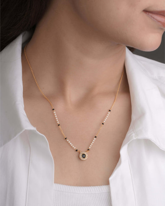 BUY 1 GET 1 FREE - American Diamond Gold Plated Delicate Mangalsutra - Mangalsutra - Belleza Jewels