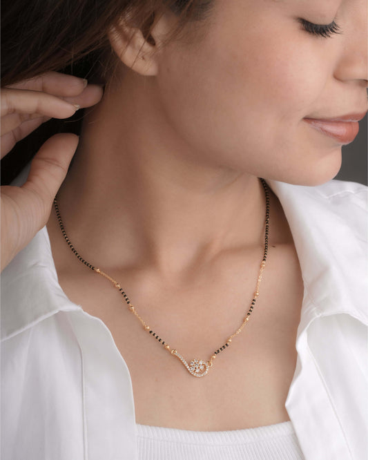 BUY 1 GET 1 FREE - American Diamond High Gold Plated Delicate Fancy Mangalsutra - Mangalsutra - Belleza Jewels