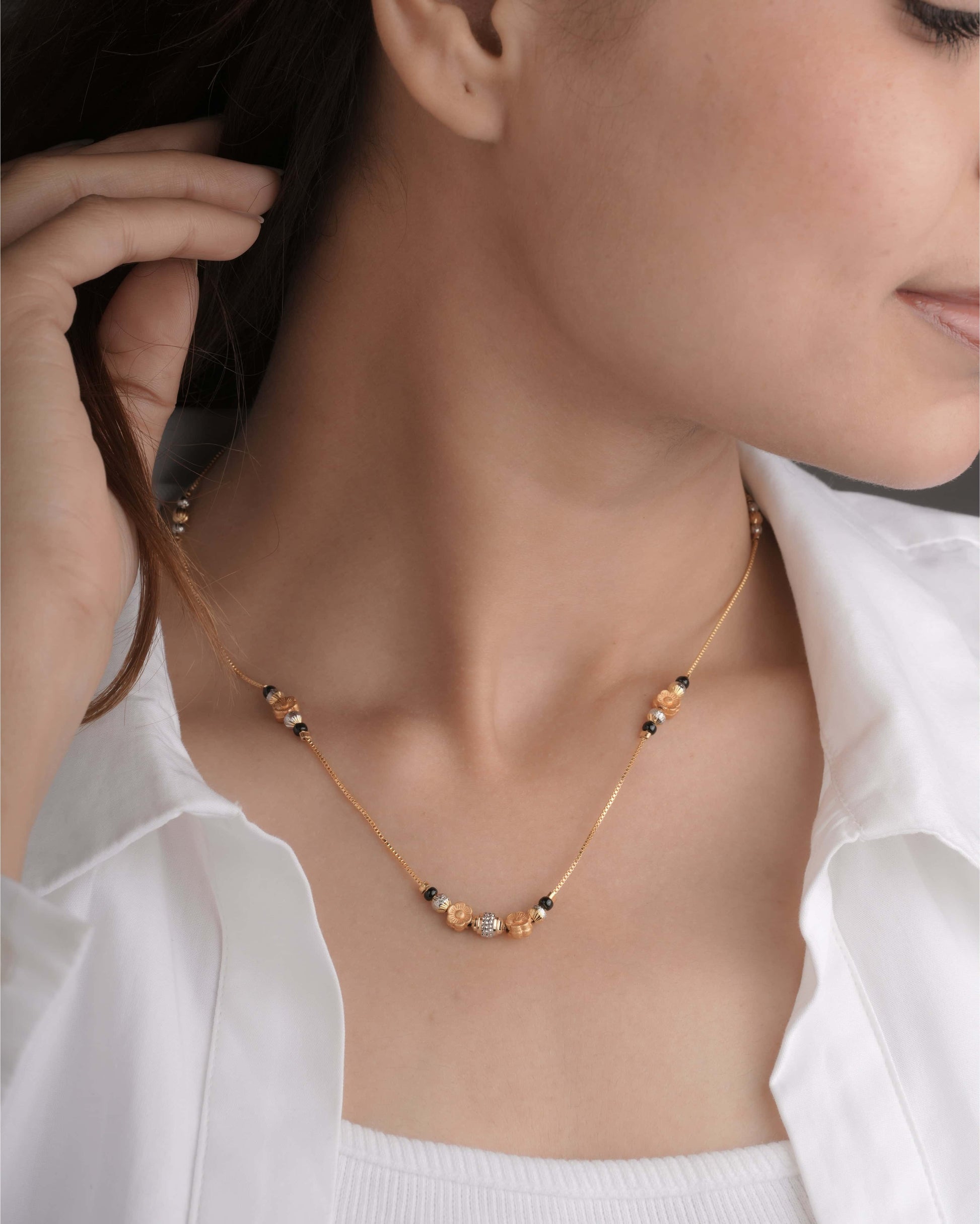BUY 1 GET 1 Free- American Diamond Gold Plated Fancy chain Mangalsutra - Mangalsutra - Belleza Jewels