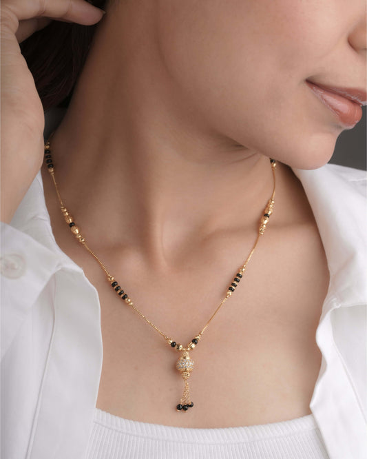 Buy 1 Get 1 Free American Diamond High Gold Plated Fancy Delicate Mangalsutra - Mangalsutra - Belleza Jewels