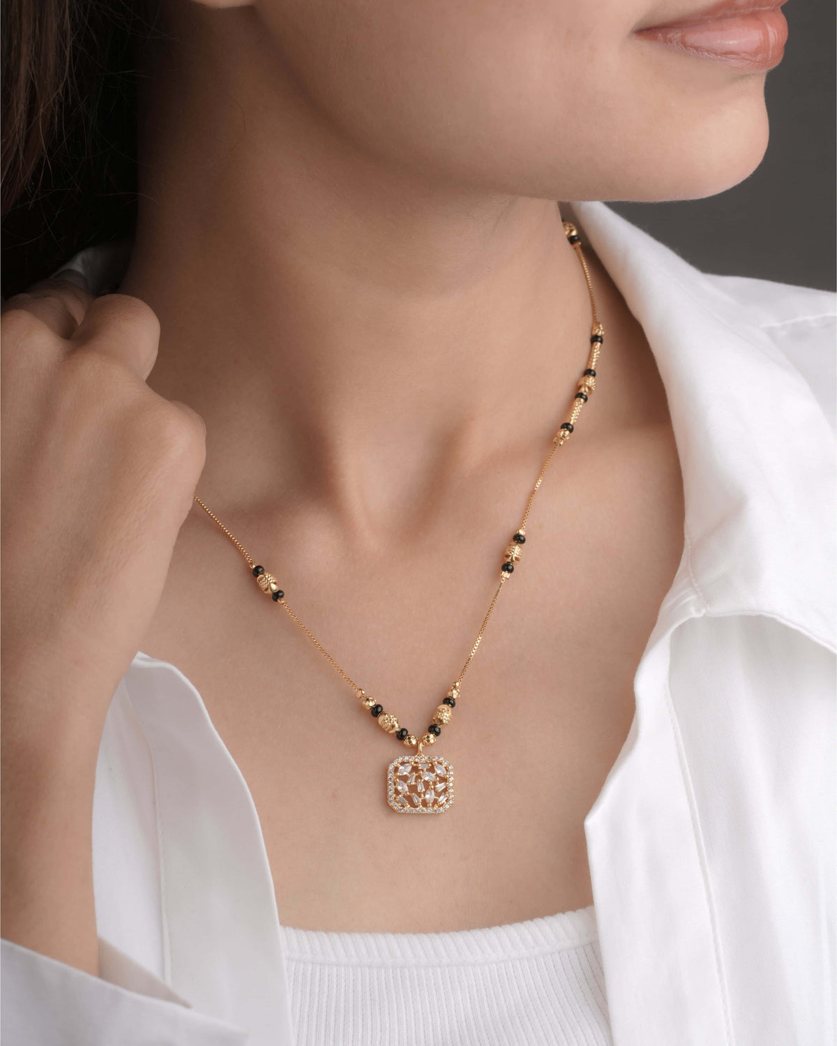 Buy 1 Get 1 Free American Diamond High Gold Plated Fancy Delicate Mangalsutra - Mangalsutra - Belleza Jewels