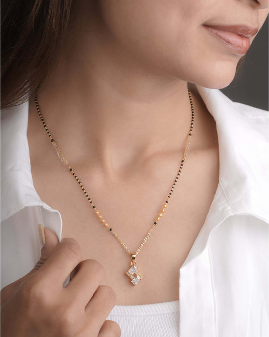 BUY 1 GET 1 FREE - American Diamond Gold Plated Fancy Mangalsutra - Mangalsutra - Belleza Jewels