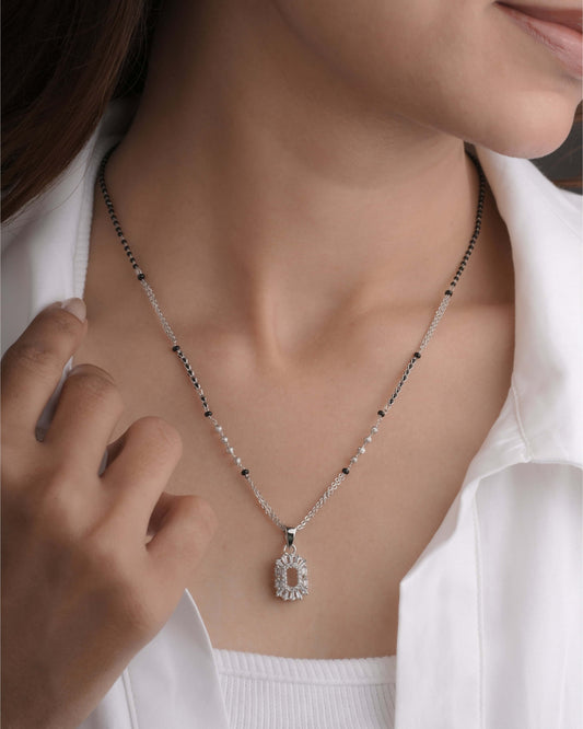 BUY 1 GET 1 FREE -American Diamond Silver Plated Delicate Fancy Mangalsutra - Mangalsutra - Belleza Jewels